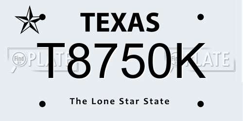 T8750K Texas License Plate