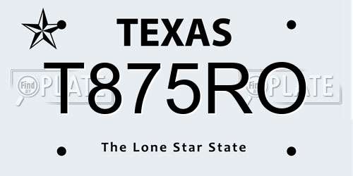 T875RO Texas License Plate