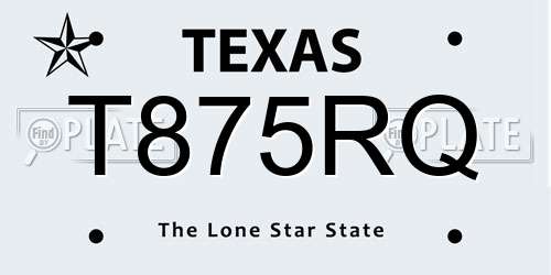 T875RQ Texas License Plate