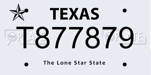 T877879 Texas License Plate