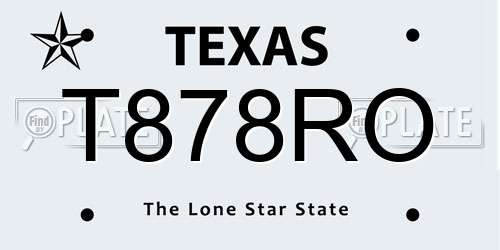 T878RO Texas License Plate
