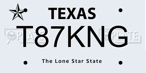 T87KNG Texas License Plate