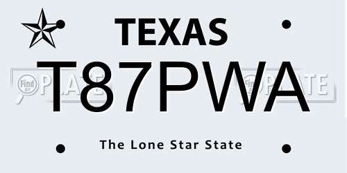 T87PWA Texas License Plate