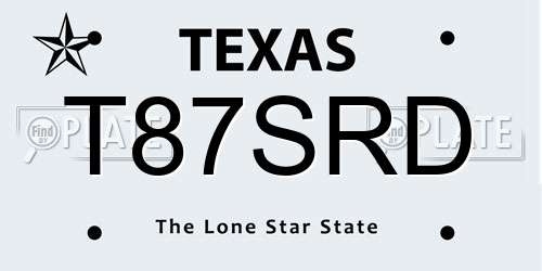 T87SRD Texas License Plate