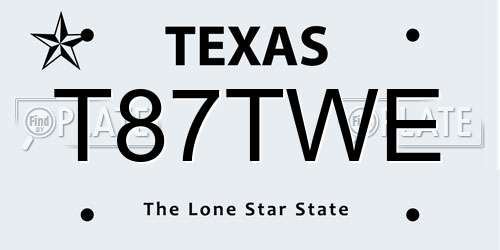 T87TWE Texas License Plate