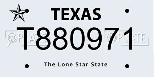 T880971 Texas License Plate