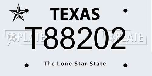 T88202 Texas License Plate