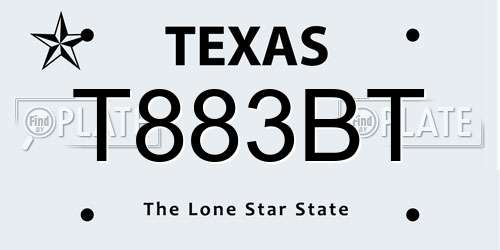 T883BT Texas License Plate