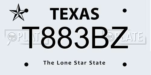 T883BZ Texas License Plate