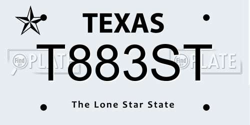 T883ST Texas License Plate