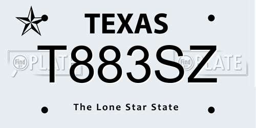 T883SZ Texas License Plate