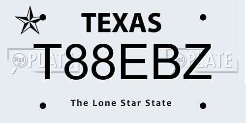T88EBZ Texas License Plate