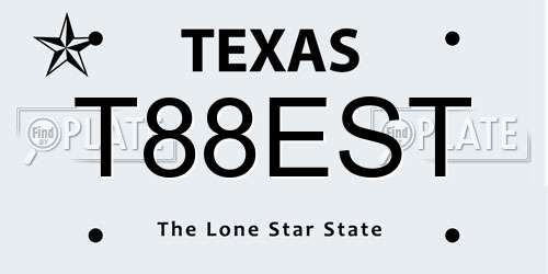 T88EST Texas License Plate