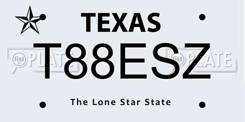 T88ESZ Texas License Plate