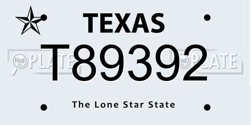 T89392 Texas License Plate
