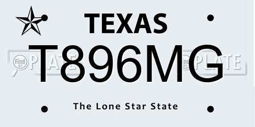 T896MG Texas License Plate