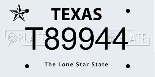 T89944 Texas License Plate