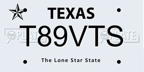 T89VTS Texas License Plate