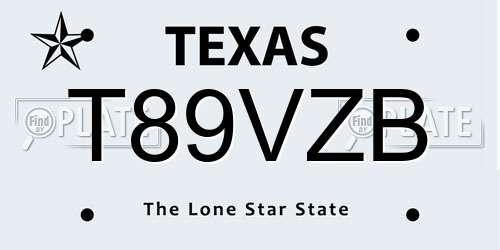 T89VZB Texas License Plate
