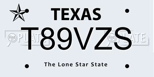T89VZS Texas License Plate