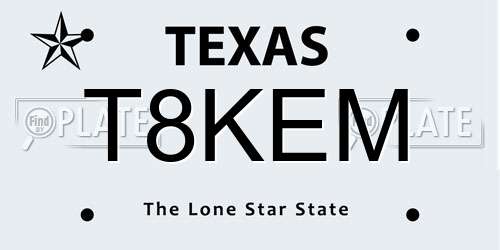 T8KEM Texas License Plate