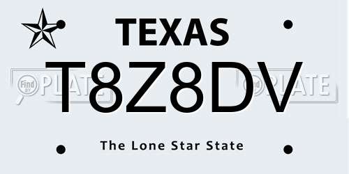 T8Z8DV Texas License Plate