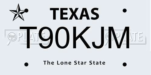 T90KJM Texas License Plate