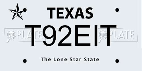 T92EIT Texas License Plate