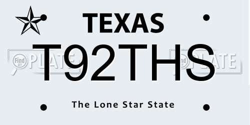 T92THS Texas License Plate