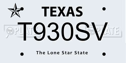 T930SV Texas License Plate