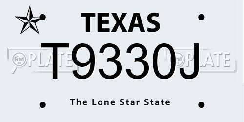 T9330J Texas License Plate