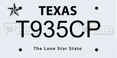 T935CP Texas License Plate