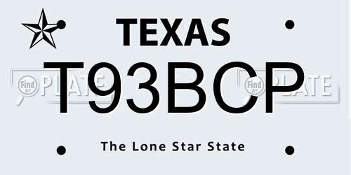 T93BCP Texas License Plate