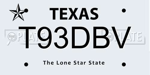 T93DBV Texas License Plate