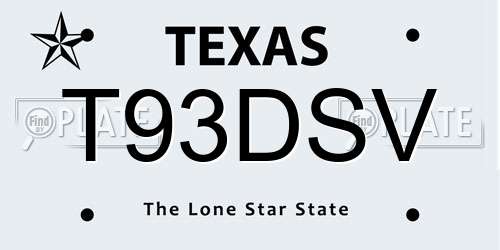 T93DSV Texas License Plate