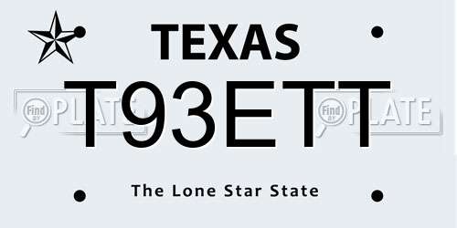 T93ETT Texas License Plate