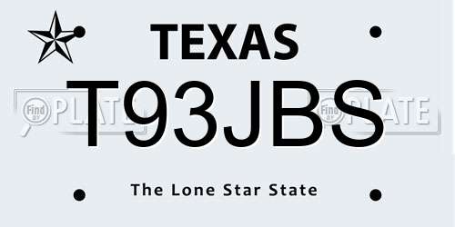 T93JBS Texas License Plate