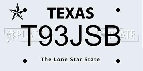 T93JSB Texas License Plate