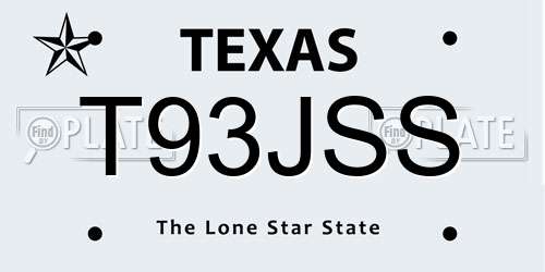 T93JSS Texas License Plate