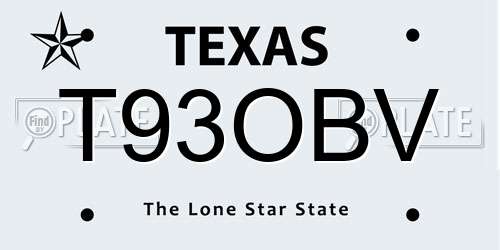 T93OBV Texas License Plate