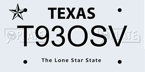 T93OSV Texas License Plate