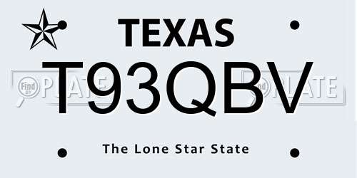 T93QBV Texas License Plate