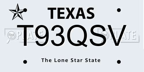 T93QSV Texas License Plate