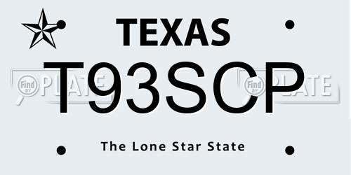 T93SCP Texas License Plate