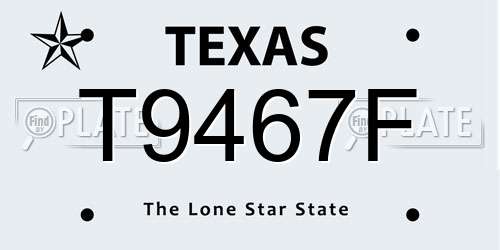 T9467F Texas License Plate