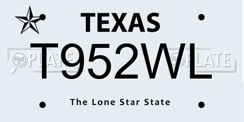 T952WL Texas License Plate