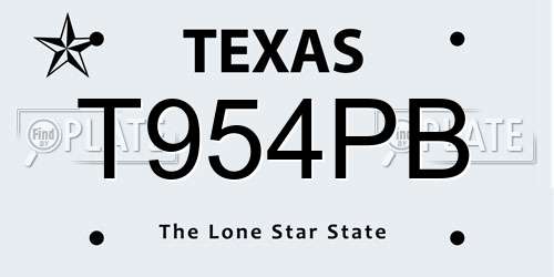 T954PB Texas License Plate
