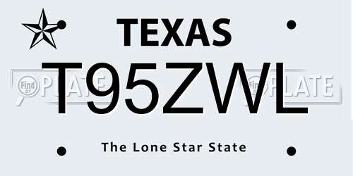 T95ZWL Texas License Plate