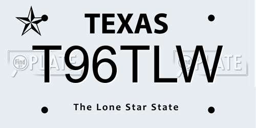 T96TLW Texas License Plate
