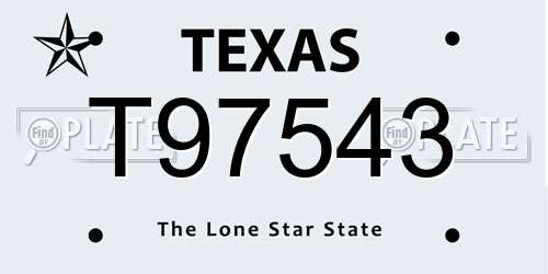 T97543 Texas License Plate